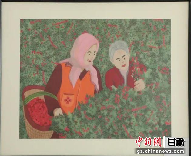 靖遠(yuǎn)縣枸杞種植業(yè)帶動(dòng)10多萬(wàn)農(nóng)民脫貧致富。刺繡 王明風(fēng) 繡稿 胡靜