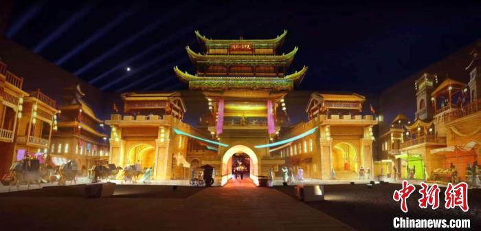 2024年7月15日，甘肅嘉峪關開啟“夜游”模式。圖為夜游燈光劇《天下嘉峪關》光影效果。(甘肅嘉峪關關城景區(qū)供圖)