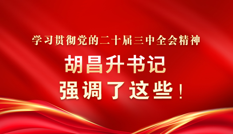 圖解|學習貫徹黨的二十屆三中全會精神 胡昌升書記強調(diào)了這些！